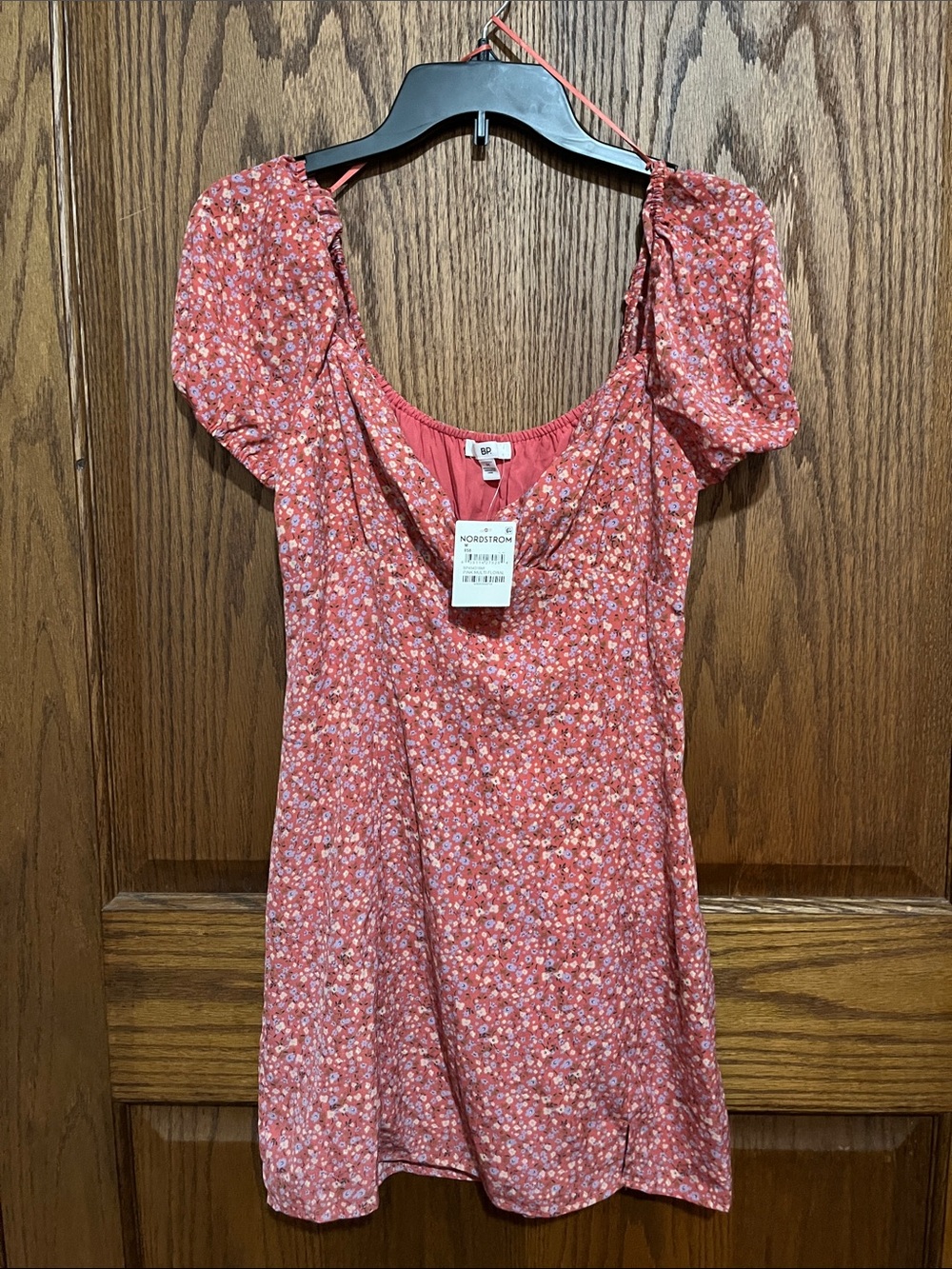 bp coral pink ditsy floral mini dress